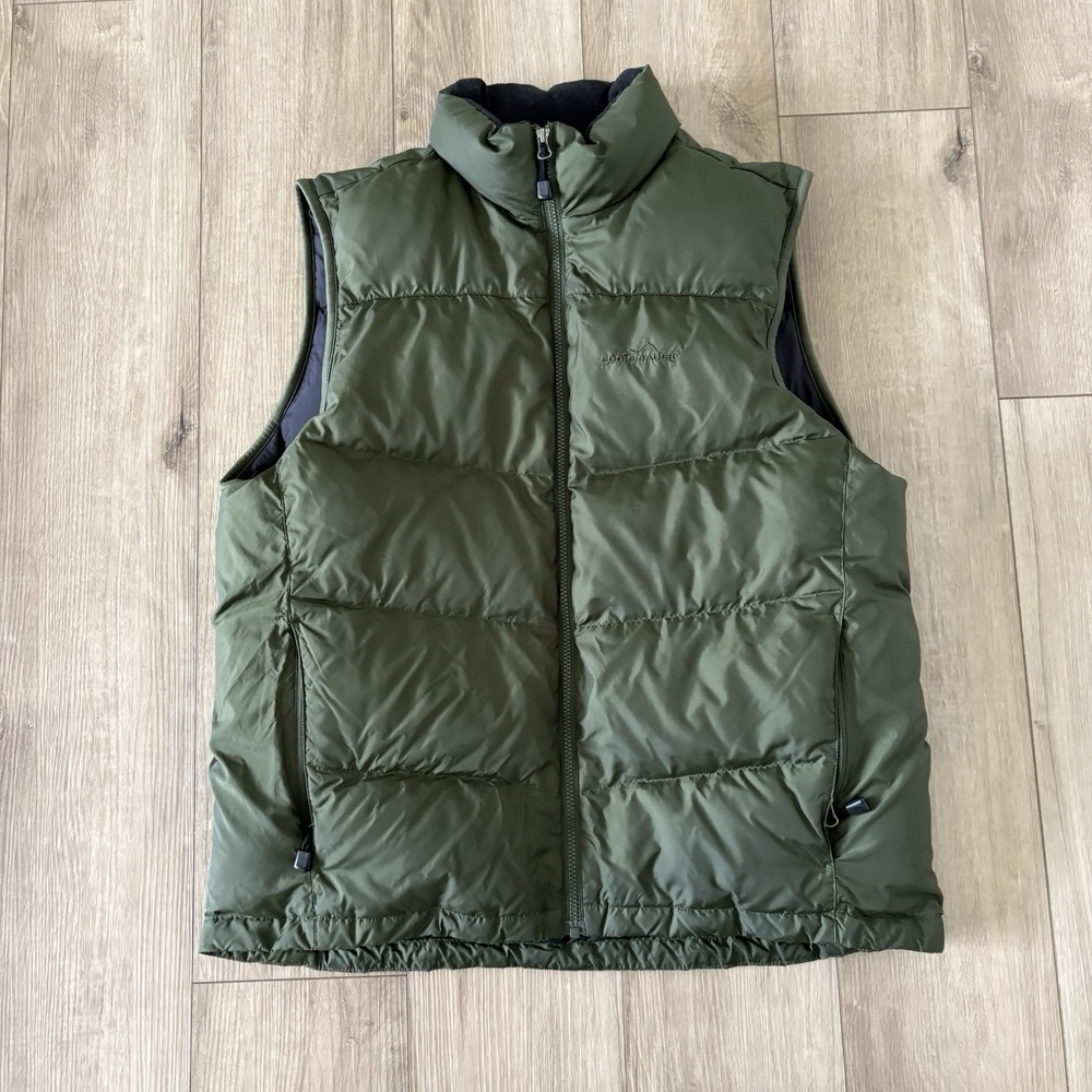 Eddie Bauer EB700 Premium Goose Down Puffer Vest Men's‎ L Green Insulated vest